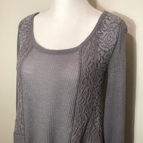 Anthropologie by Eloise Gray Lace Tunic Style Top Long Sleeve Waffle Knit XS - Picture 10 of 16
